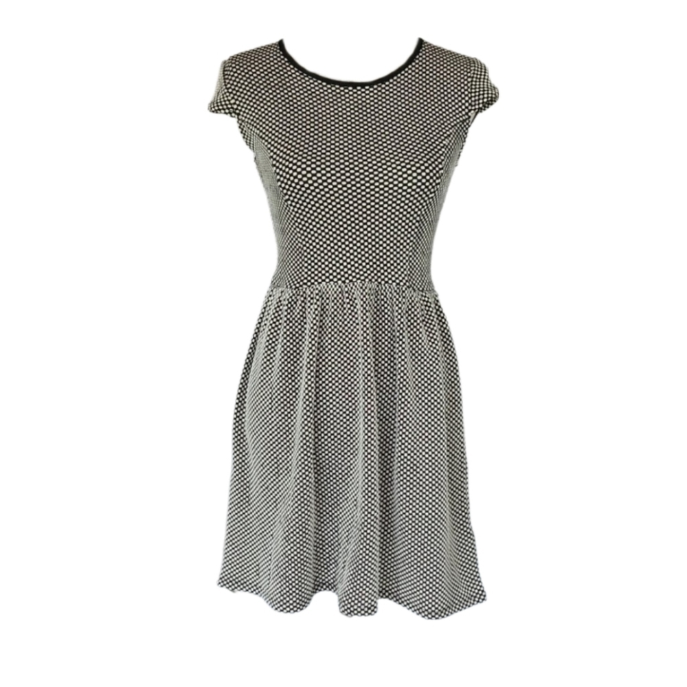 Topshop Honeycomb Seesucker Dress in Black & White, Size 6